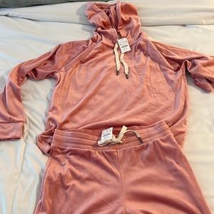 J.Crew Pink Velour Hoodie and Jogger Set Size Medium NEW WITH TAGS